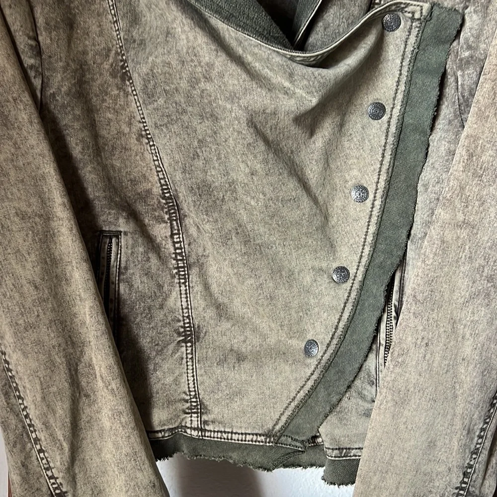 Free People Draped Denim Moto Jacket - Picture 3 of 6